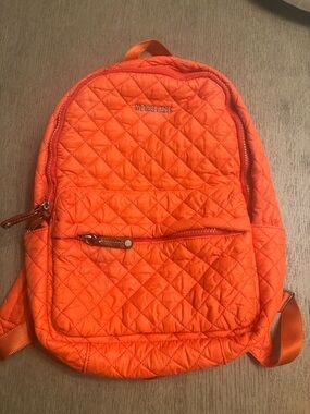 MZ Wallace Orange Quilted Backpack  with included pouch used